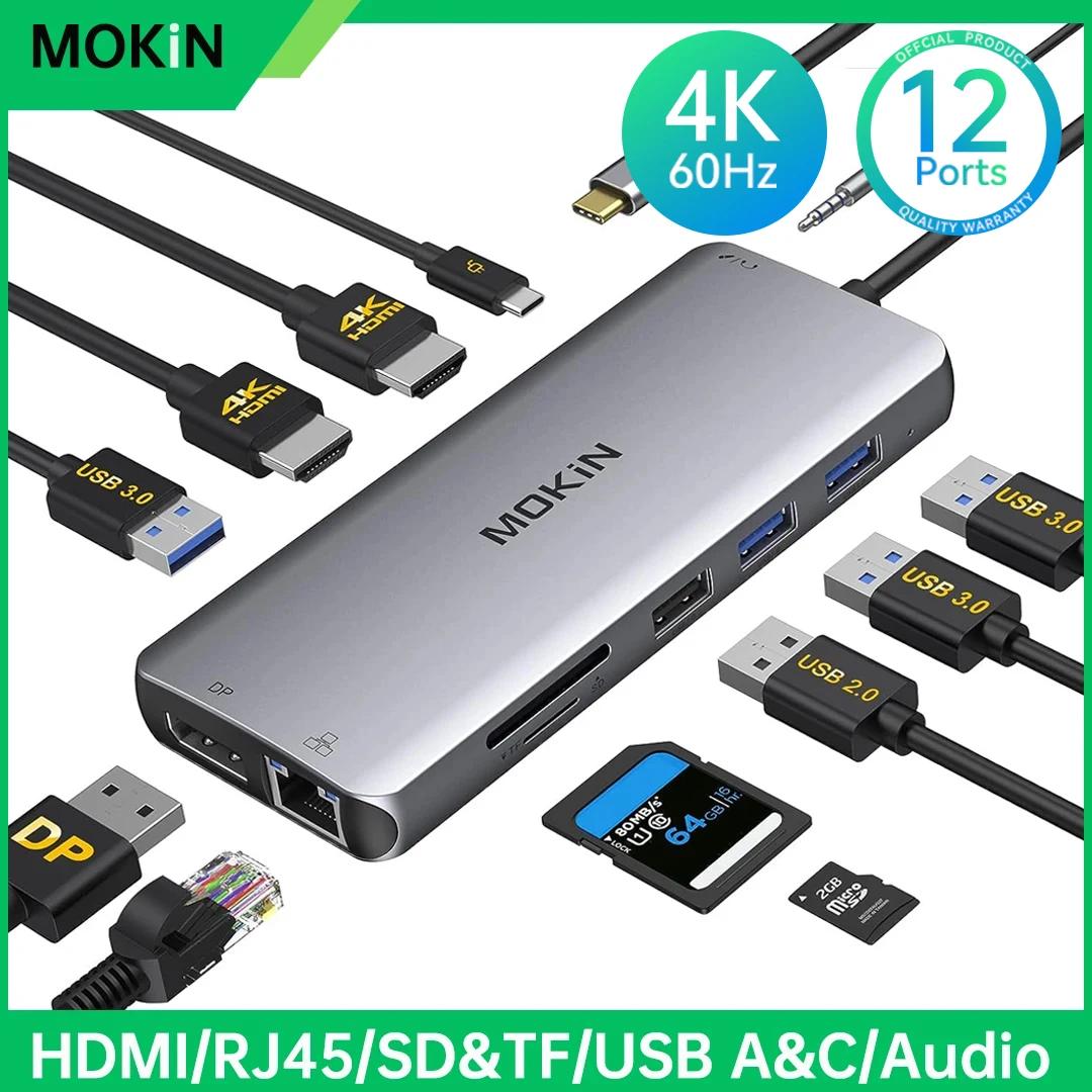 MOKiN USB C   ŷ ̼- HDMI , SD/TF,RJ45,VGA,USB , ƺ ο 100W PD , 4K @ 60hz